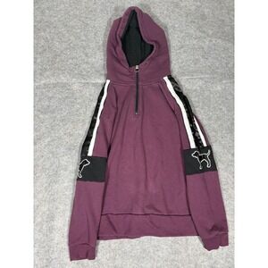 PINK Victoria's Secret Purple Quarter Zip Hoodie Sherpa Lined Dog Logo